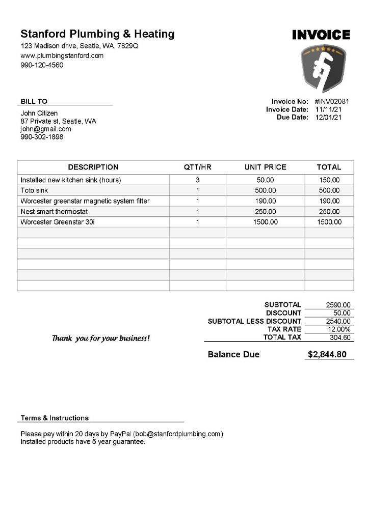 USA Stanford Plumbing & Heating PSD template